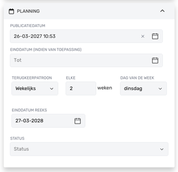 Reeks inplannen Contentkalender Reeks inplannen Contentkalender